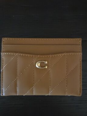 Coach Honey Brown Quilted Leather Card Case